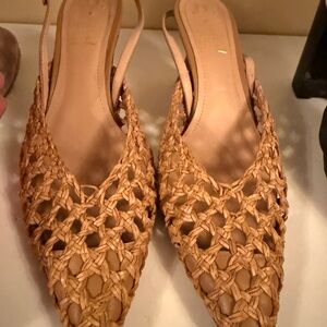 Elegant Tan Woven Slingback Women's Shoes